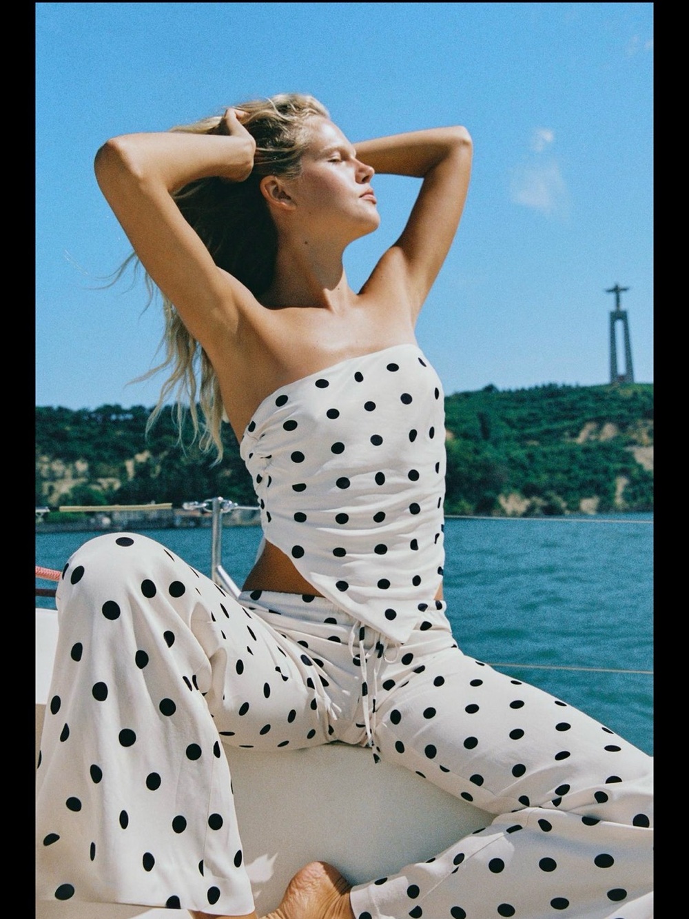 Polka Dot Strapless Set - White/Black